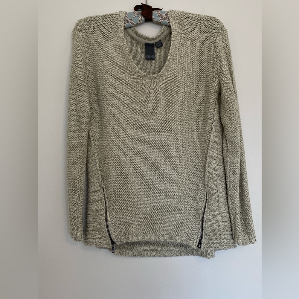 Quinn oatmeal marled super soft sweater with zippers size medium